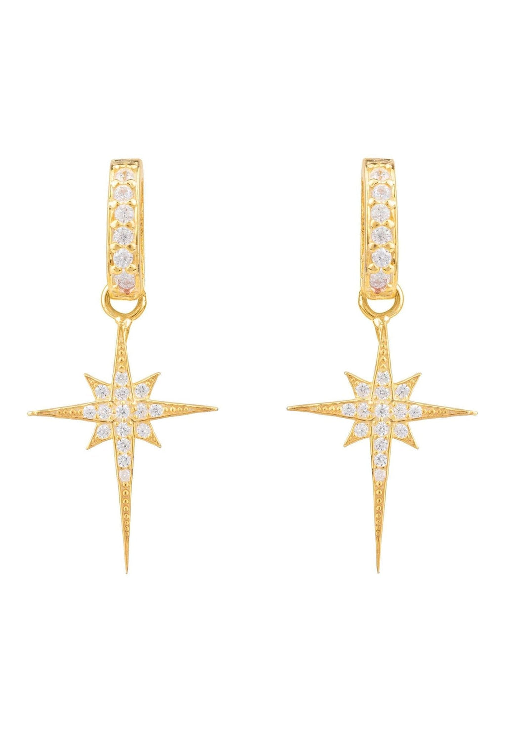 North Star Burst Small Drop Earrings Gold