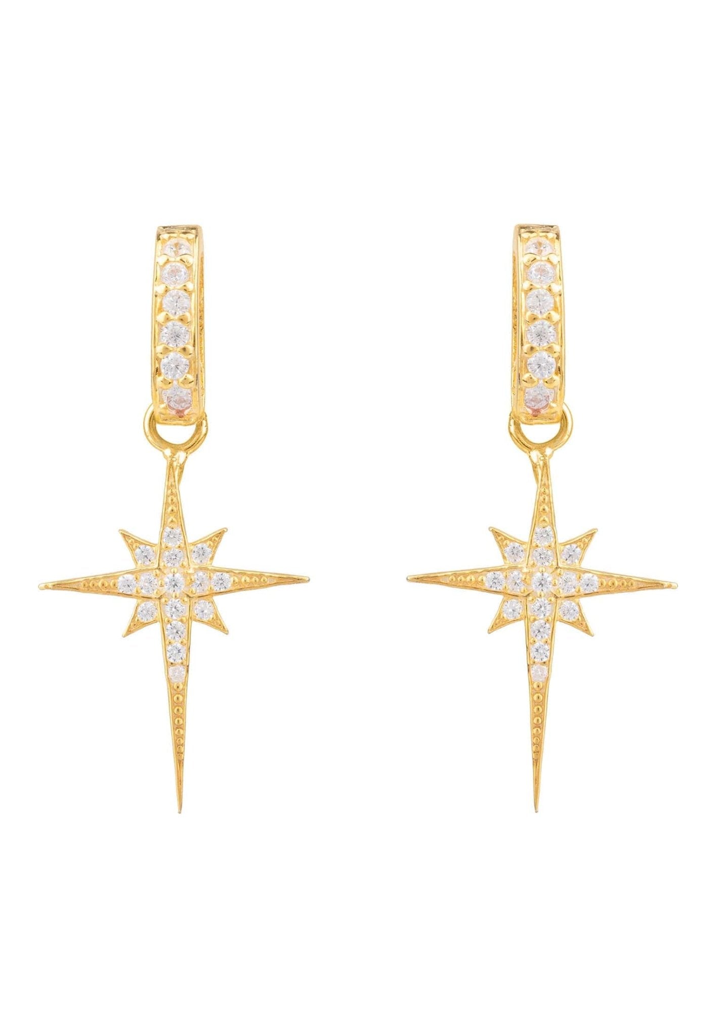 North Star Burst Small Drop Earrings Gold