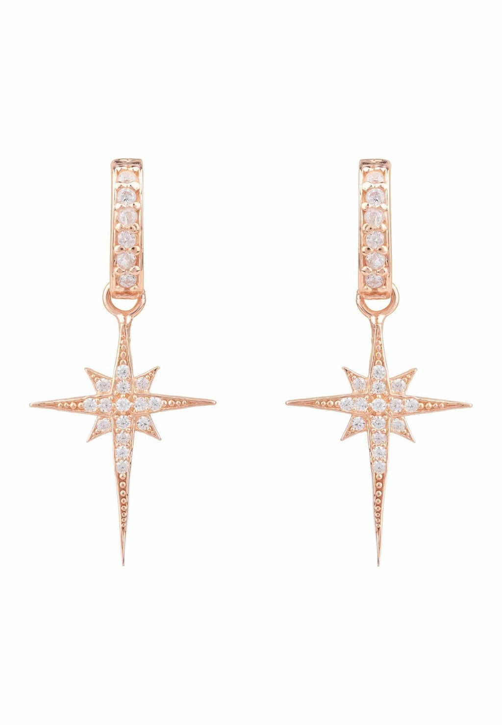 North Star Burst Small Drop Earrings Rosegold
