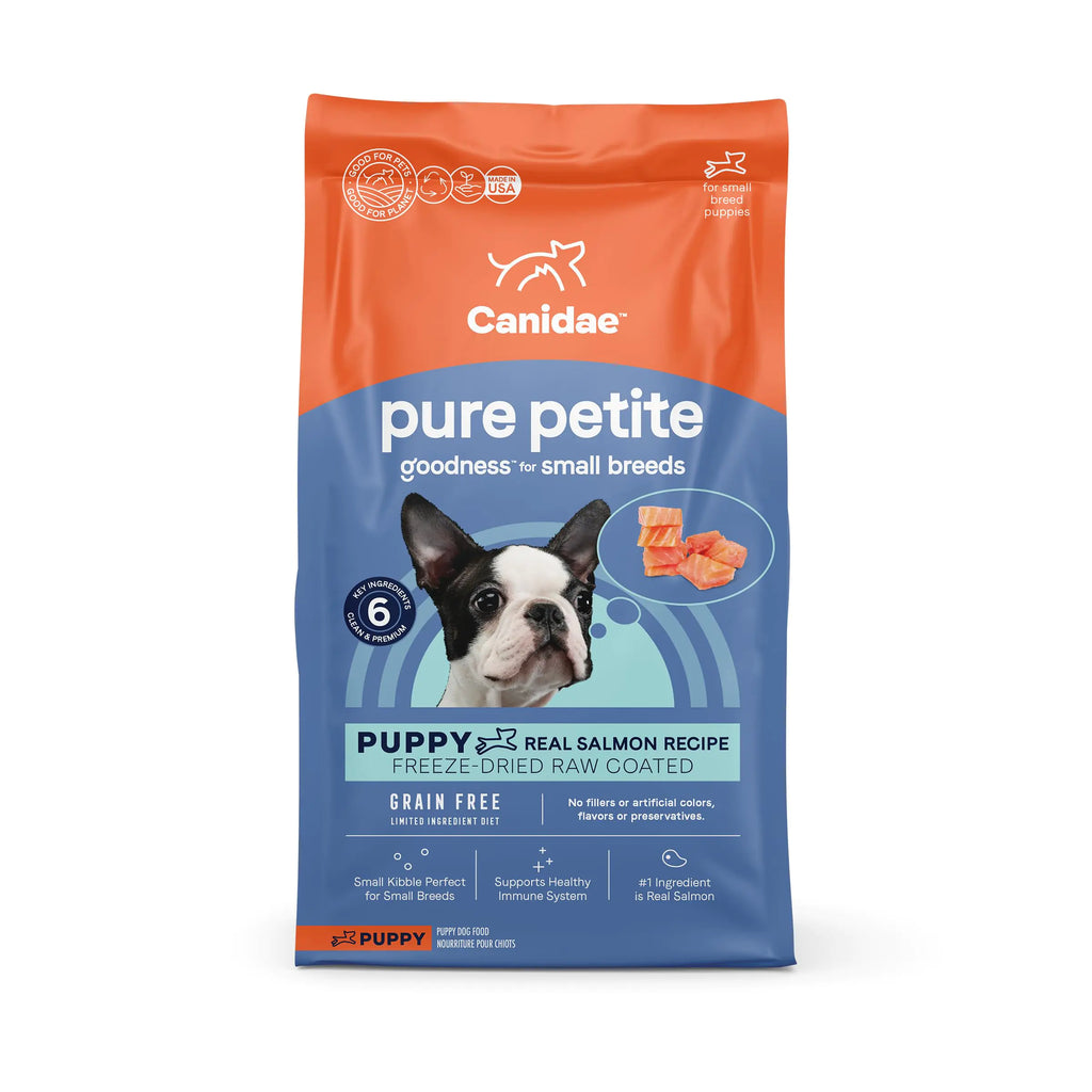 Canidae Pure Petite Premium Freeze-Dried Raw Coated Puppy Food for Small Breeds Real Salmon Recipe 4 lbs Grain Free