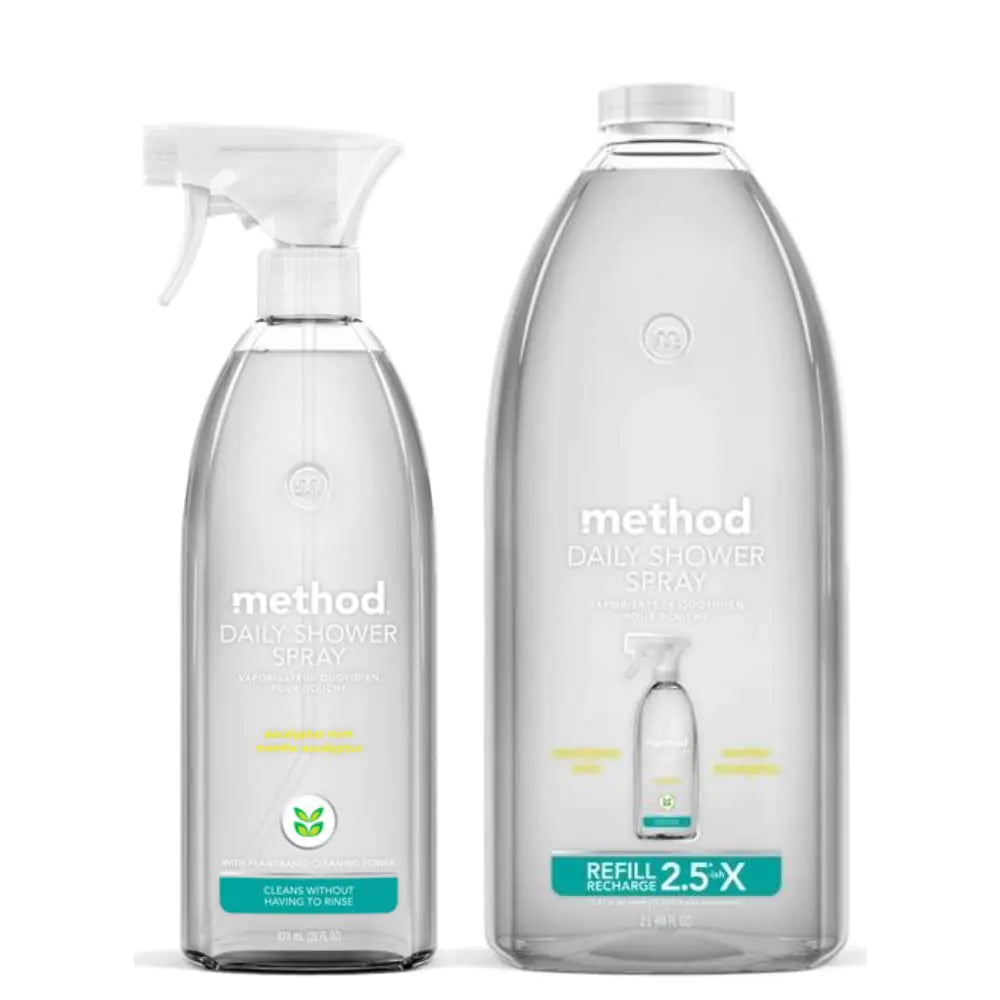 Method Daily Shower Spray Cleaner Eucalyptus Mint 68 oz. Refill & 28 oz. Spray Bottle - Bundle Pack