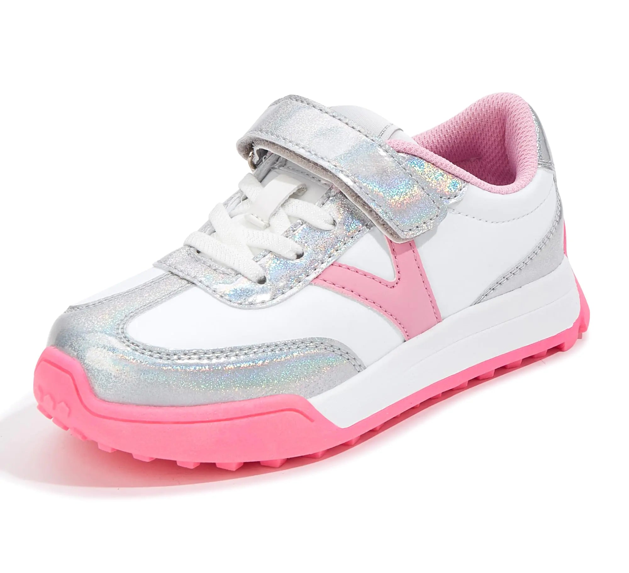 Pink/Silver Iridescent Kid's Sneakers Size 1