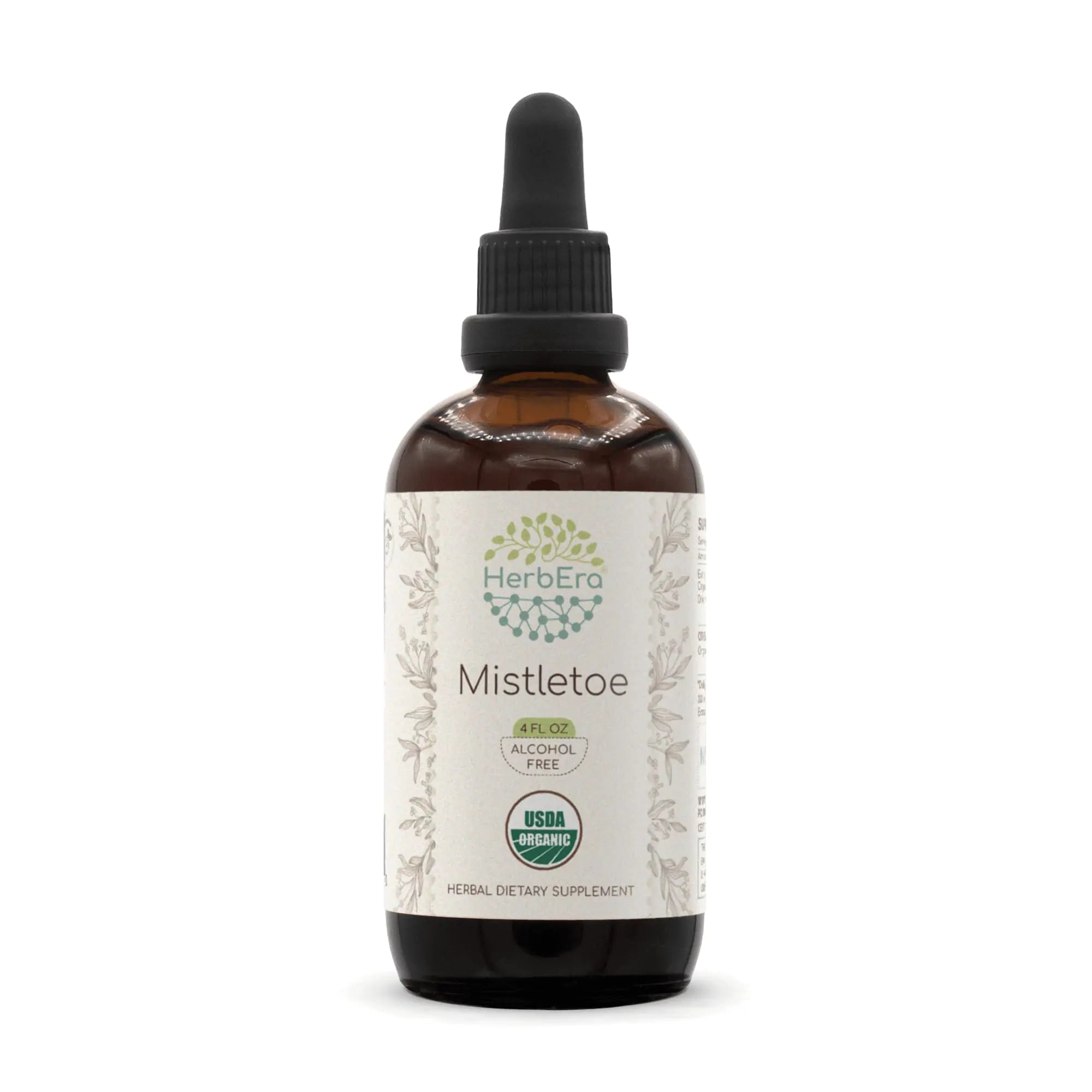 HerbEra Mistletoe B120 USDA Organic Tincture | Alcohol-Free Extract High-Potency Herbal Drops | Certified Organic Mistletoe (Viscum Album) Dried Herb (4 oz)