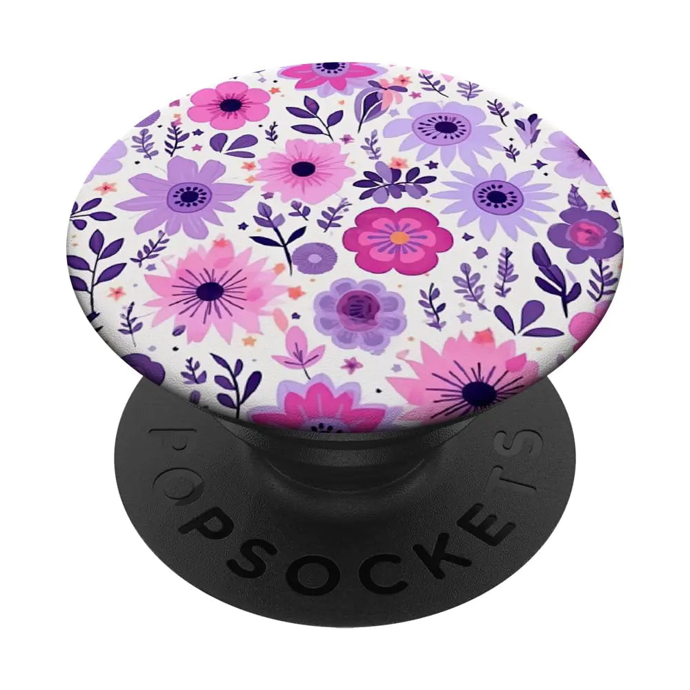 Purple Flowers Pattern Colorful Floral Cute Garden Print PopSockets Adhesive PopGrip