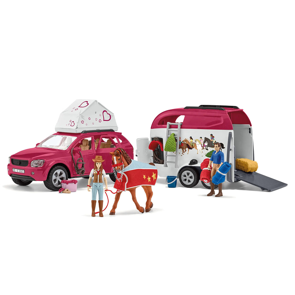 Schleich Horse Club 18-Piece Playset Horse Toys for Girls and Boys Horse Club Adventures with Car and Horse Trailer