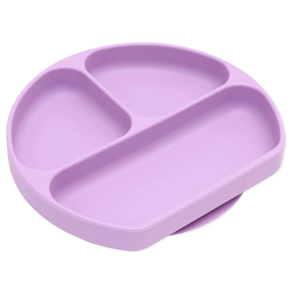 Bumkins Silicone Grip Dish Suction Plate Divided Plate for Baby and Toddler BPA Free Microwave and Dishwasher Safe – Lavender