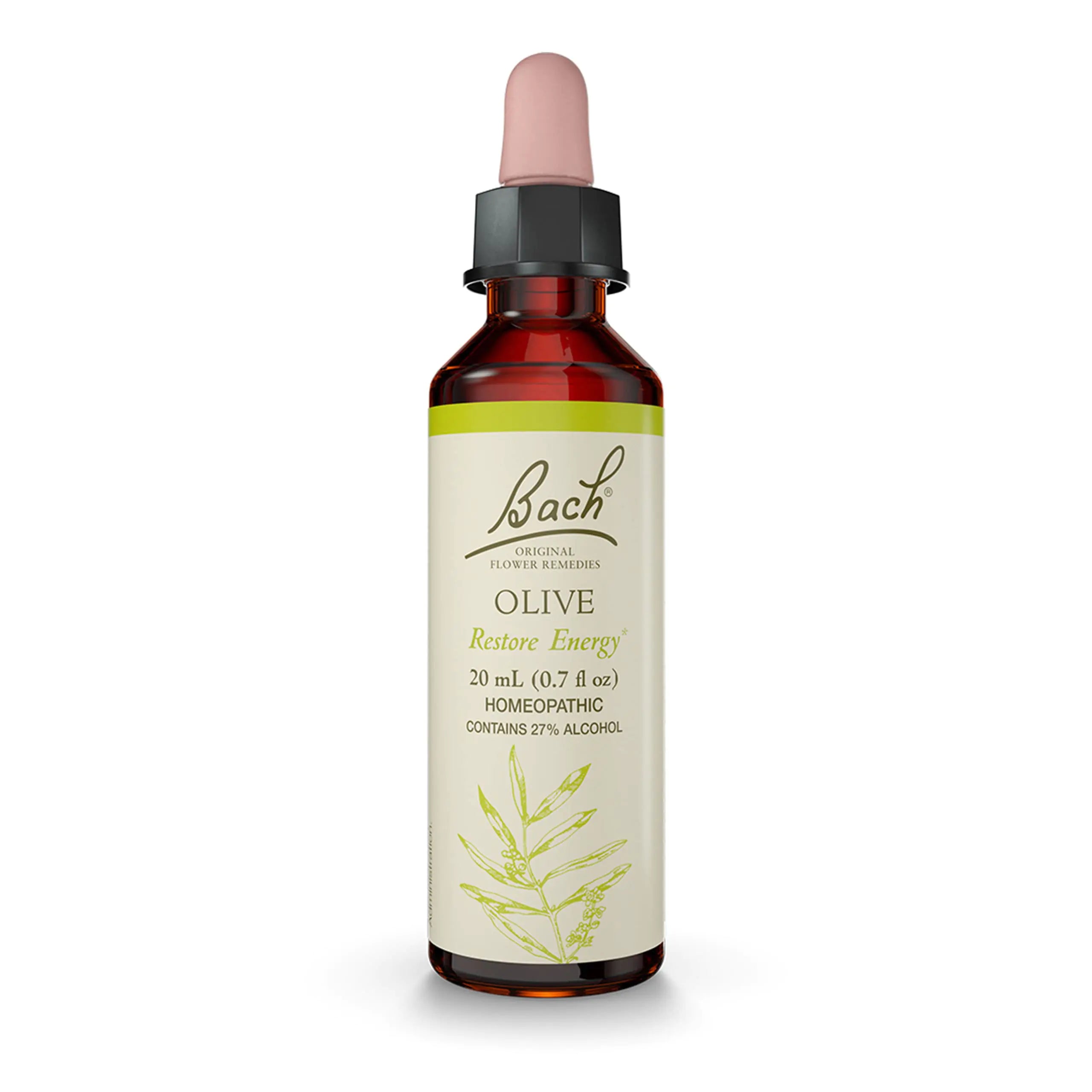 Bach Original Flower Remedies Olive for Energy Natural Homeopathic Flower Essence Holistic Wellness and Stress Relief Vegan 20mL Dropper