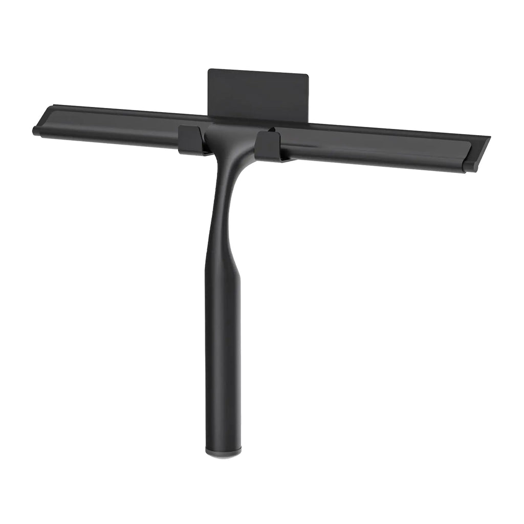 Stainless Steel Shower Squeegee for Glass Doors Multi-Purpose Squeegee for Shower Glass Bathroom Car Windows and Glass Shower Door Squeegee Window Squeegee with Adhesive Hook-10” Black