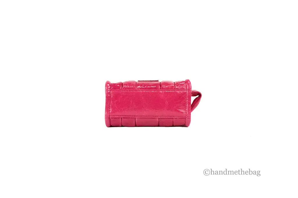 Marc Jacobs The Shiny Crinkle Micro Magenta Leather Tote