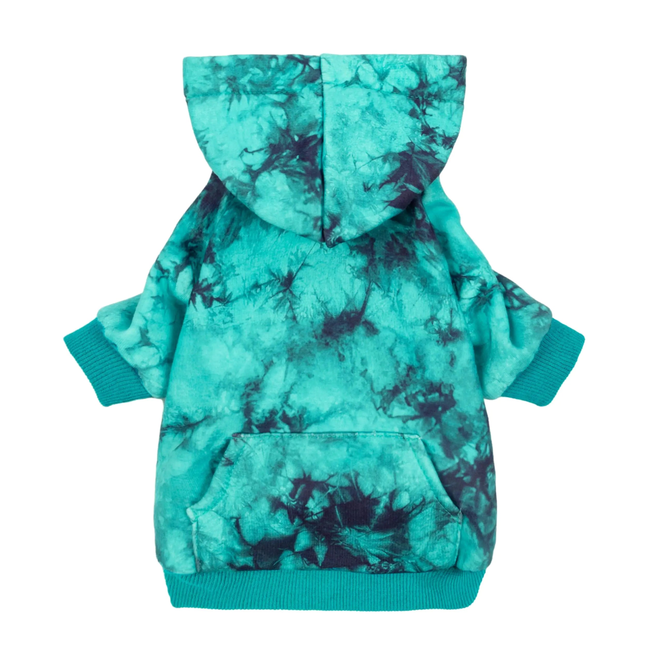 Fitwarm Fleece Dog Hoodie Tie Dye Dog Winter Clothes for Small Dogs Girl Boy Lightweight Pet Hoodie Doggy Sweatshirt with Hood Sky Blue Medium