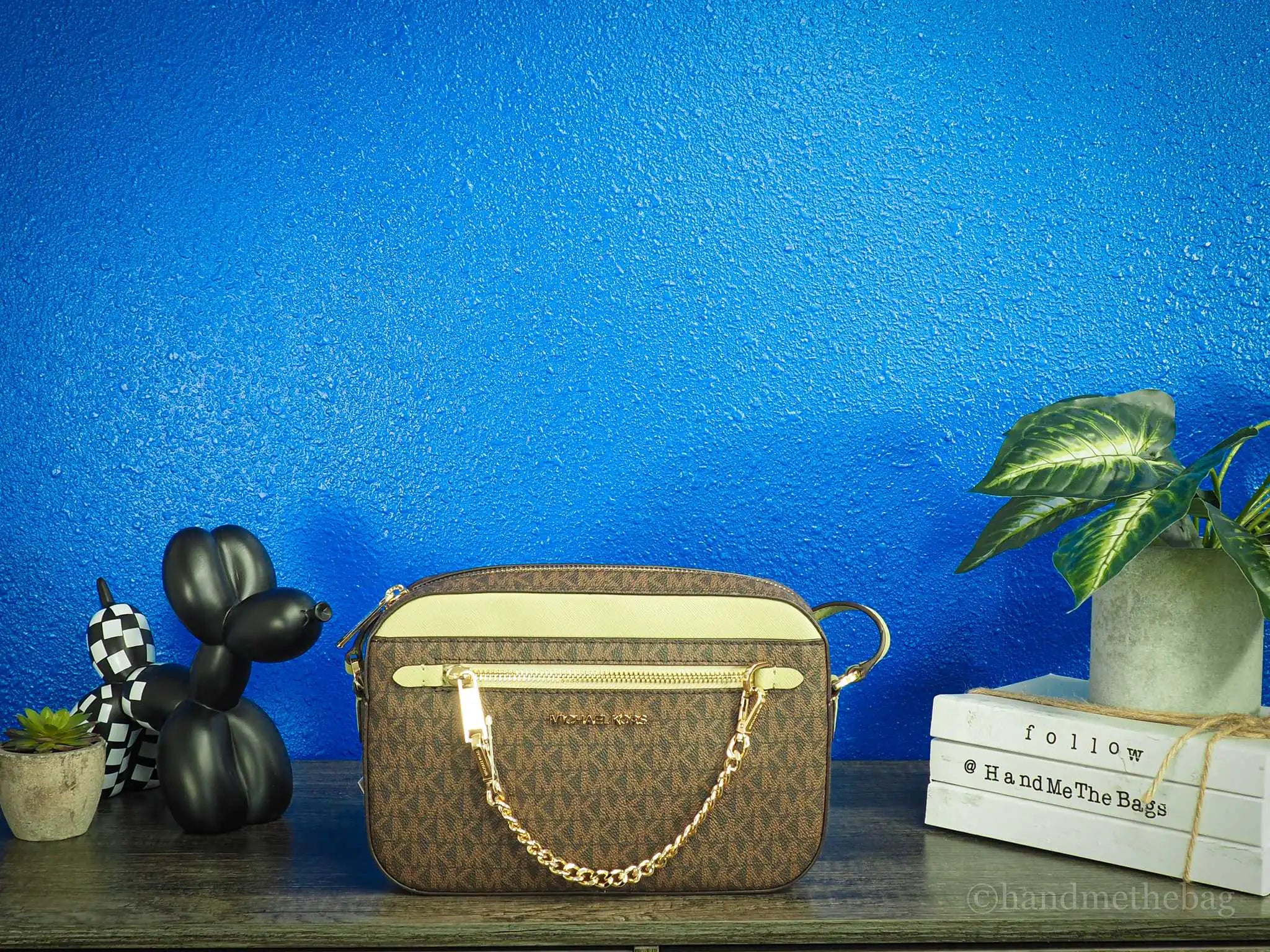 Michael Kors Jet Set EW Brown Sage Zip Chain Crossbody