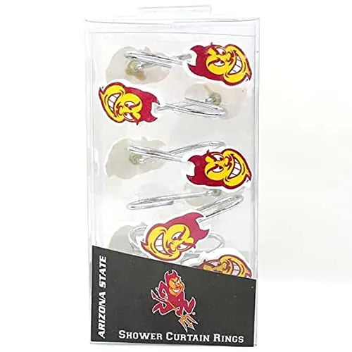 Officially Licensed NCAA Bath Shower Curtain Ring Set - Pack of 12 Hooks (Arizona State ASU Sun Devils)