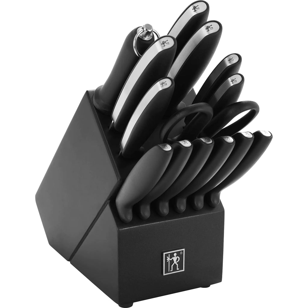 HENCKELS Silver Symmetry Razor-Sharp 15-Piece Stainless Steel Knife Block Set Paring Knife Chef Knife Bread Knife German Engineered Informed by 100+ Years of Mastery Dishwasher Safe