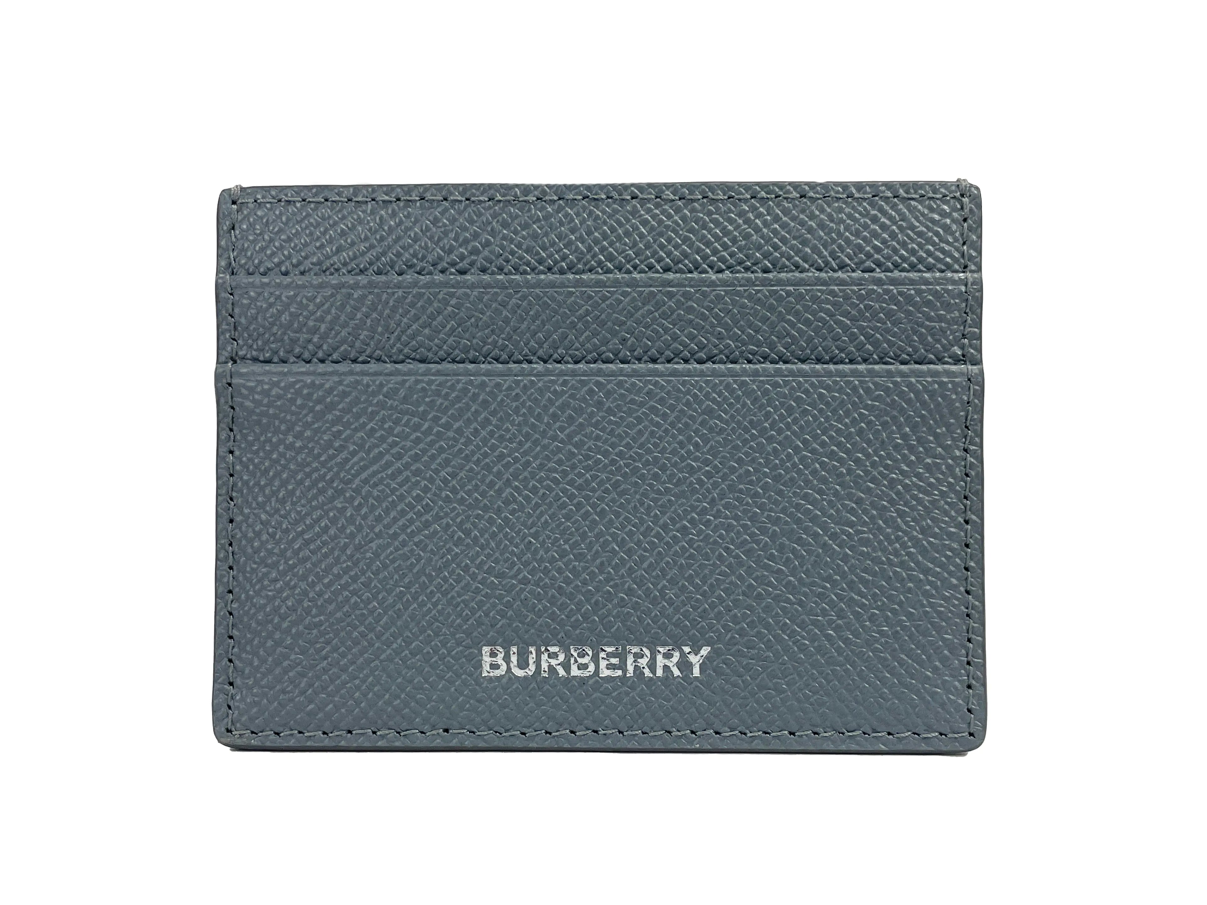 Burberry Sandon Grey Grained Leather Card Case Wallet
