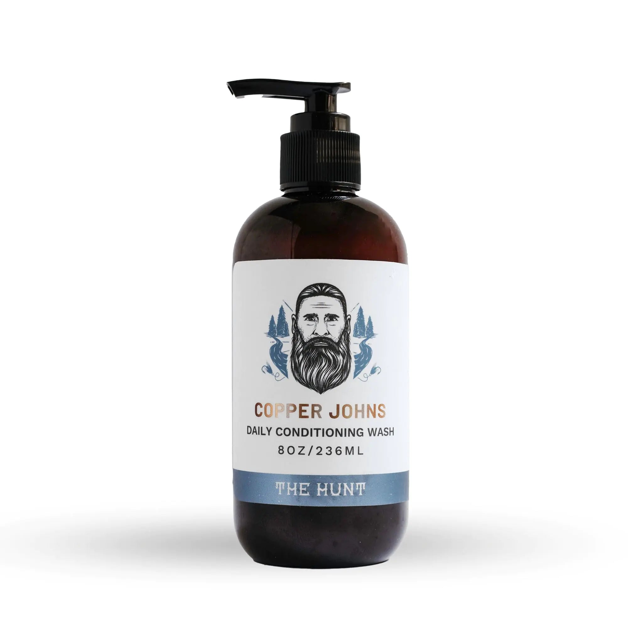 Copper Johns Daily Conditioning Wash | Natural Beard Cleanser | Nourishes Facial Hair & Skin | Ionic Inland Sea Minerals | Unscented-The Hunt | 8oz