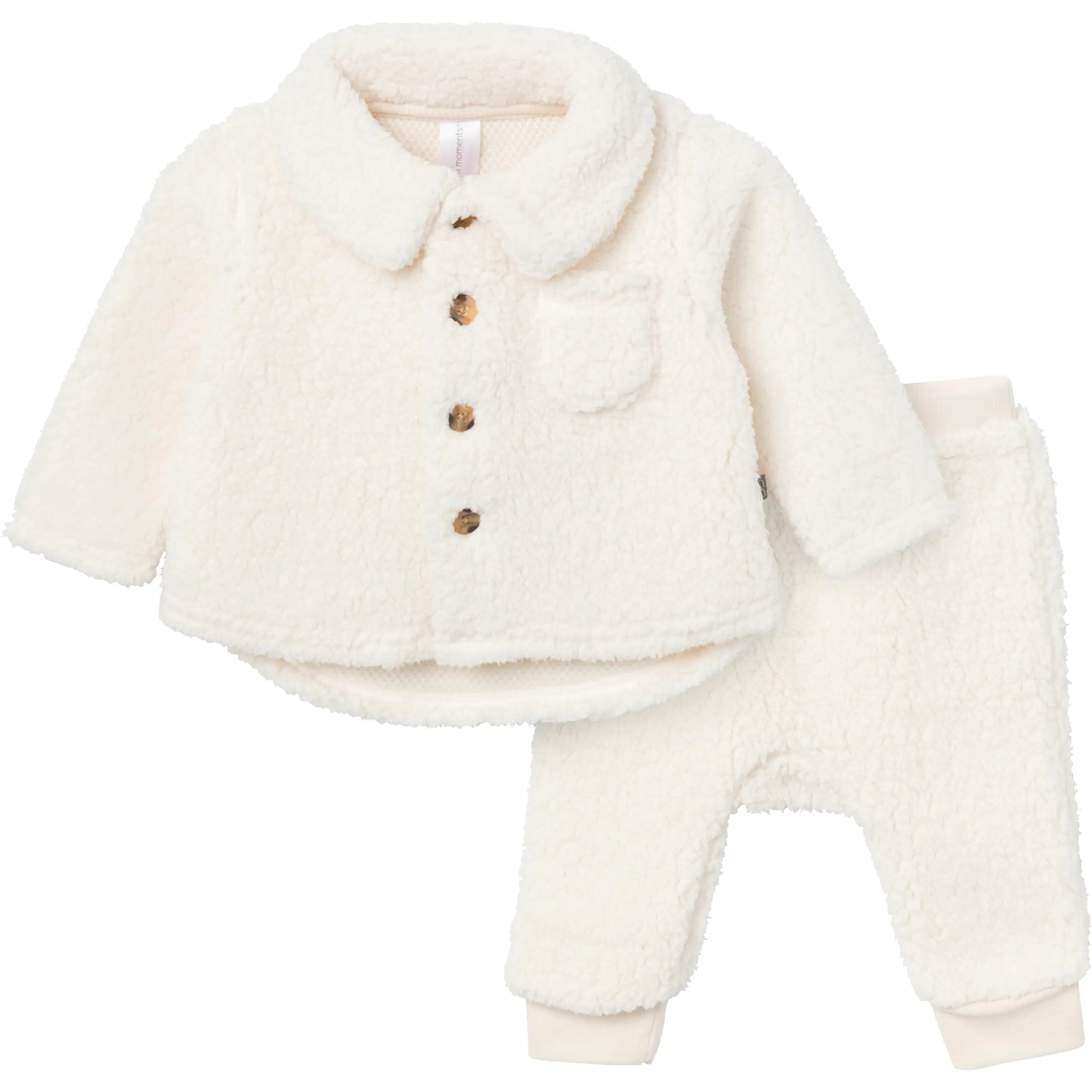 Modern Moments by Gerber Baby Girls Microplush Shacket and Pant Set Ivory 18 Months