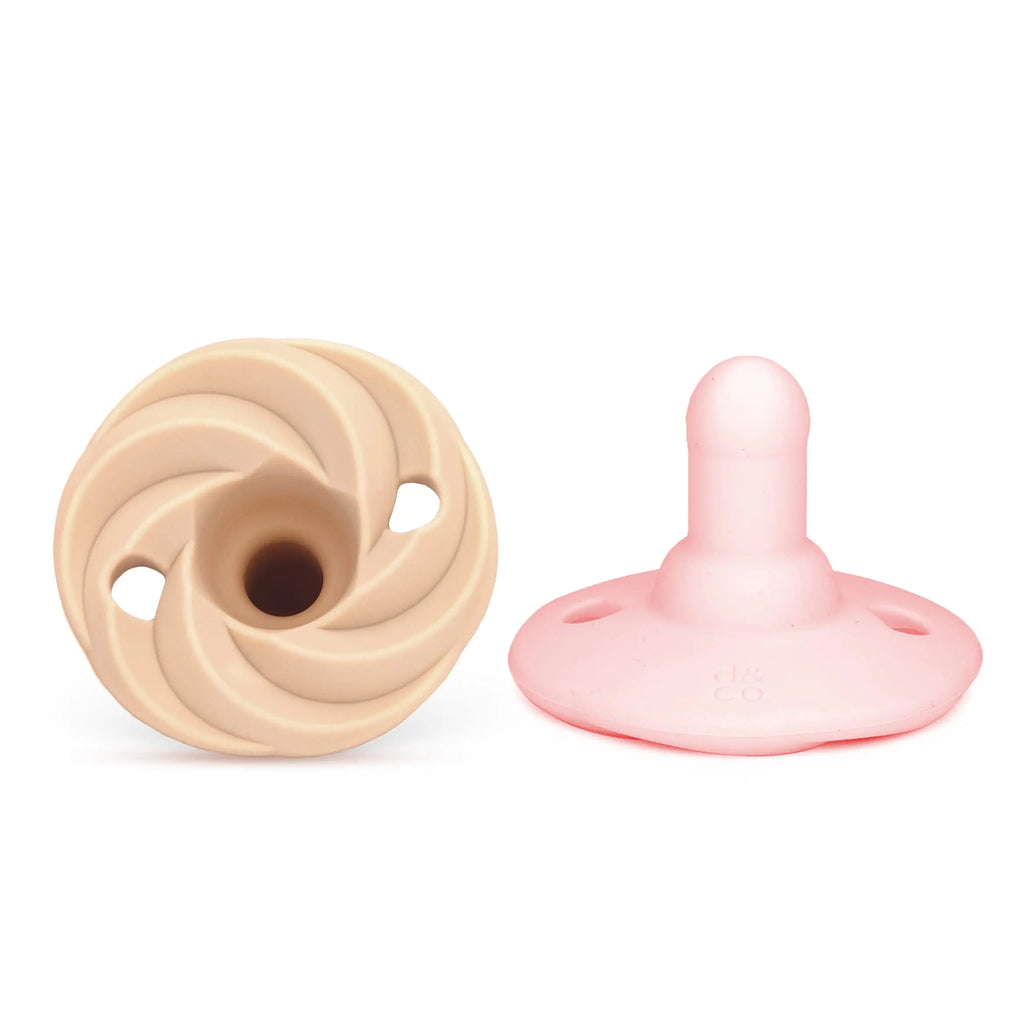 Doodle & Co. Holland Classic Pacifier for New Born Babies | BPA Free Natural Nipple Shape 100% Silicone for Infants | Helps Promote Healthy Oral Development | 3+ Months | Blush/Smash Cake