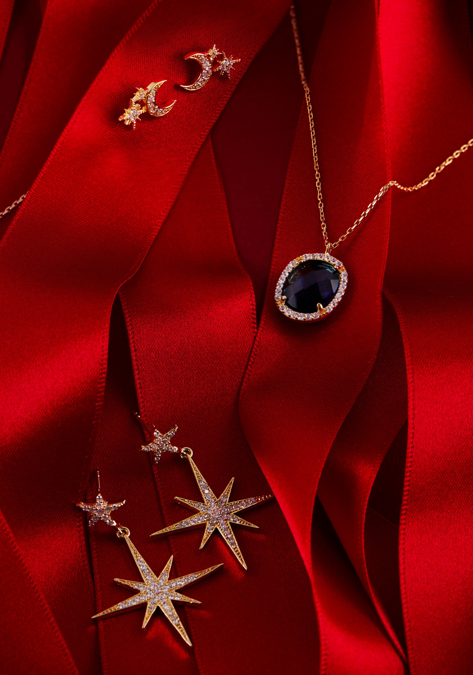 Moon and Starburst Mini Earrings Silver