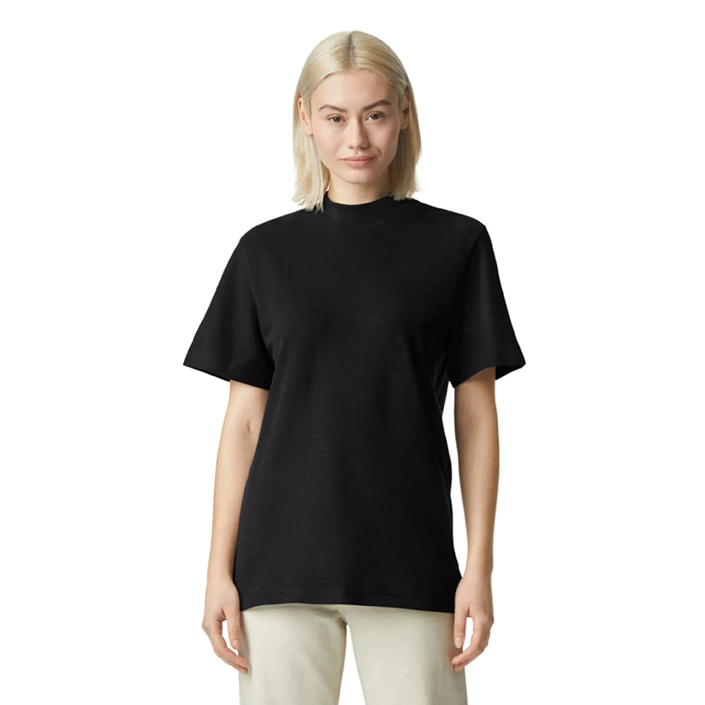 American Apparel Unisex Pique Mockneck T-shirt Style G1PQ Black Medium